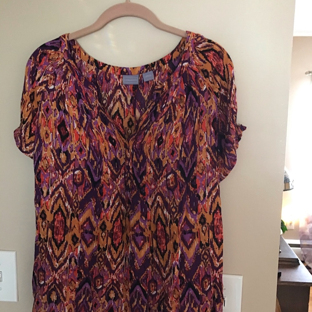 Button Front Short Sleeve Top
